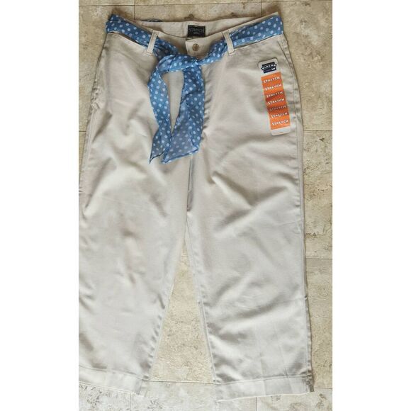 W12  Riders by Lee stretch crop pants with blue scarf tie, NWT - Picture 8 of 9